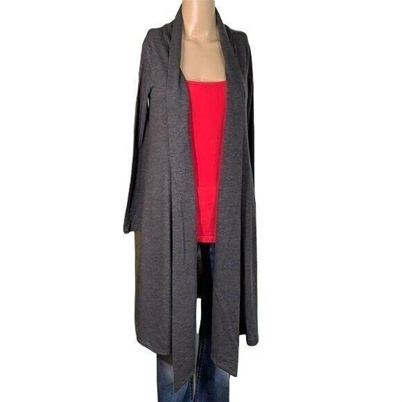Bee Uniq Womens Cardigan Sweater Knee Length Open Front Hacci Duster Gray Small - Picture 4 of 11